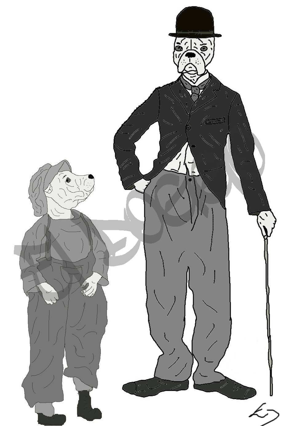 Caricatures Charlie Chaplin Doggo